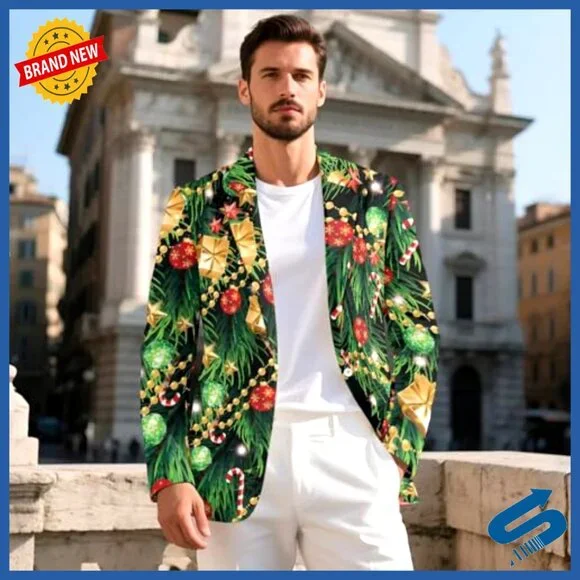 Men's Slim Fit Blazer Lightweight Polyester One Button Sport Coat